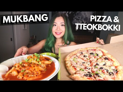 YOU MUST TRY THIS COMBO: Vegan Pizza & Tteokbokki MUKBANG  / Munching Mondays Ep.73