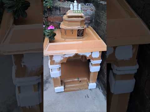 ✋️ganpati mandap making process at home🏡with card bord under 50₹🥰#mandir #cardboard#trending