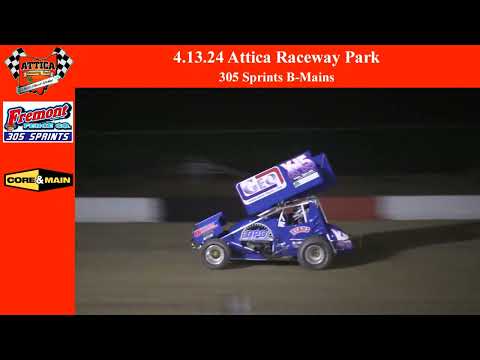 4.13.24 Attica Raceway Park 305 Sprints B-Mains - dirt track racing video image