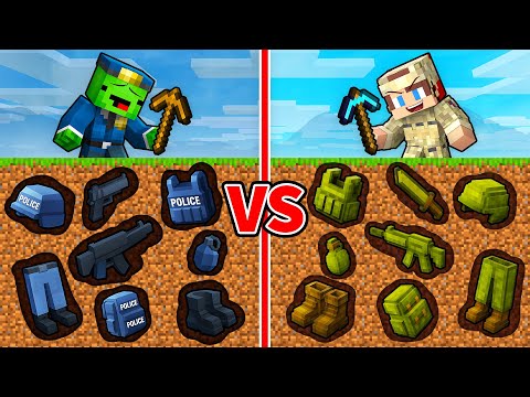 Mikey POLICE vs JJ MILITARY Mine Battle in Minecraft (Maizen)