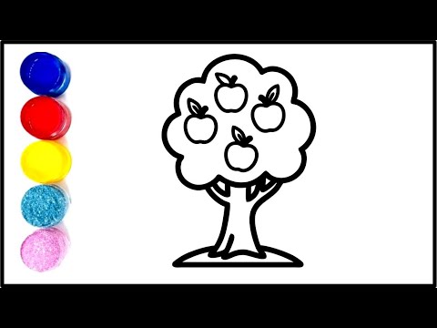 Apple Tree Drawing for Kids | Apple Tree Drawing, Coloring and Painting for Toddlers