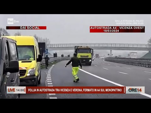 Follia in autostrada tra Vicenza e Verona, fermato in A4 sul monopattino - Ore 14 del 19/03/2024