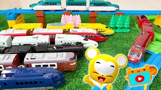 【おもちゃ】プラレールで色を覚えよう！トミカ★はたらくくるま・消防車・救急車・パトカー★乗り物 いっぱい 子供向け知育動画★赤ちゃん喜ぶ