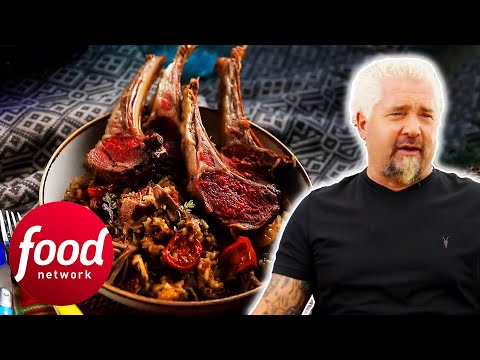 Guy Fieri's Tries A Holiday Feast With Lamb Crown Roast & Stollen | Guy's Ranch Kitchen