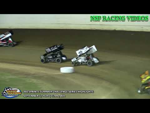 September 1, 2024 360 Sprints Summer Challenge Series Highlights Grays Harbor Raceway - dirt track racing video image