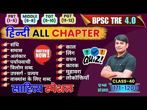 40. BPSC Teacher Hindi All Chapter, PRT/Middle/TGT/PGT | BPSC TRE 4.0, Nitin Sir STUDY91