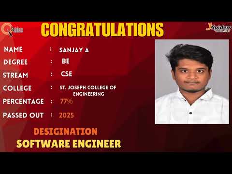 Student Placement Story From QSpiders/JSpiders | Chrompet Chennai
