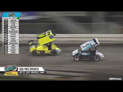 Knoxville Raceway Pro Sprints Highlights / July 22, 2023 - dirt track racing video image