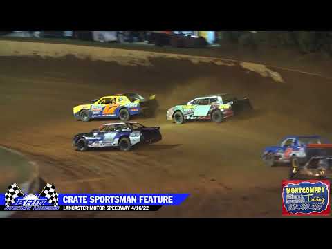 Crate Sportsman Feature - Lancaster Motor Speedway 4/16/22 - dirt track racing video image