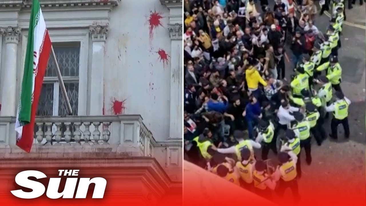 Five police in hospital after violent clashes at anti-Iran demo in London