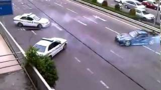 Drift - Police chasing Street Racer on highway. Very Funny. jdm cars imports