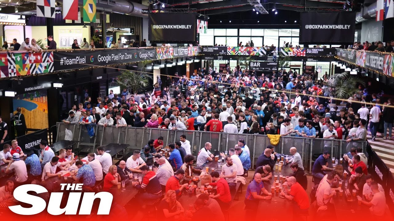 LIVE: Fans gather in London fan zone BOXPARK Wembley to watch England v USA at the Qatar World Cup