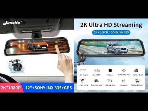 Jansite 12 inch Car DVR Ultra HD 2K Camera stream media GPS Track Mirror Dash Camera Auto DVR