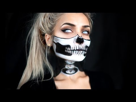 HALF SKULL & EXPOSED SPINE HALLOWEEN MAKEUP TUTORIAL - UCBKFH7bU2ebvO68FtuGjyyw