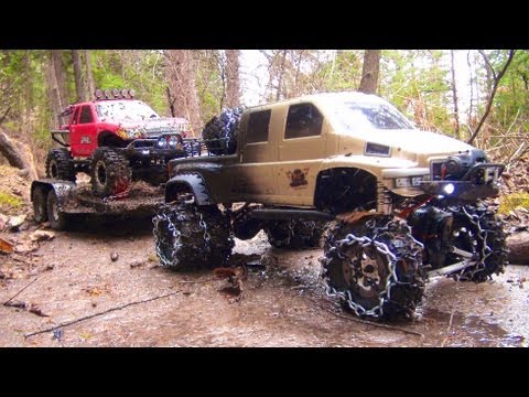 RC ADVENTURES - OVERKiLL PUTS CHAiNS ON PiNKY ~ MUDDY SCALE 4x4 TRUCKS & TRAILER - UCxcjVHL-2o3D6Q9esu05a1Q