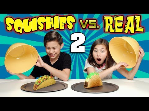 SQUISHY FOOD VS. REAL FOOD CHALLENGE 2!!!  More JUMBO SQUISHIES! - UCHa-hWHrTt4hqh-WiHry3Lw