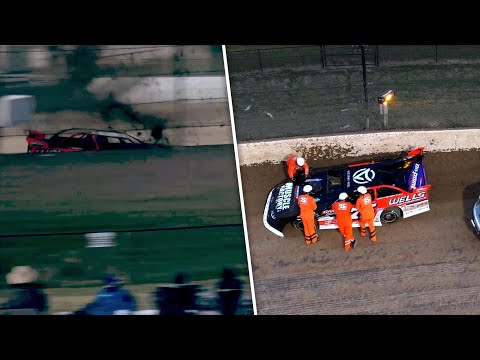 Brandon Overton Crashes Hard While Leading Friday Heat At Eldora Speedway Dirt Late Model Dream - dirt track racing video image