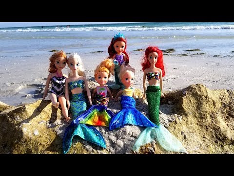 MERMAID tails ! Elsa and Anna toddlers at beach - Ariel - sand - swim - floatie - water fun - splash - UCQ00zWTLrgRQJUb8MHQg21A
