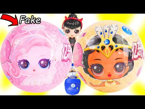 FAKE VS REAL LOL Surprise Dolls Opening Box | Toy Egg Videos - UCcUYGJmWfnkIyE36wss_nAw