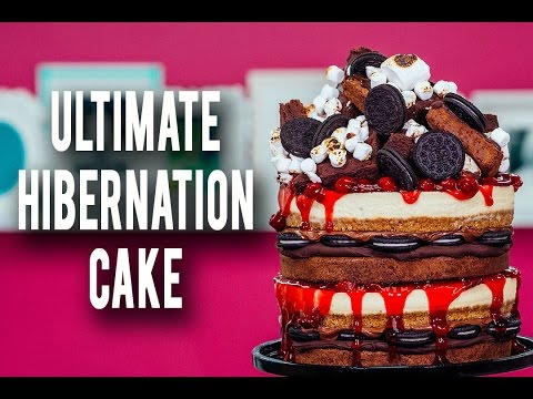 How To Make My ULTIMATE HIBERNATION CAKE! Piled High With Cheesecake, Cherries, Brownies & Ganache! - UCvM1hVcRJmVWDtATYarC0KA