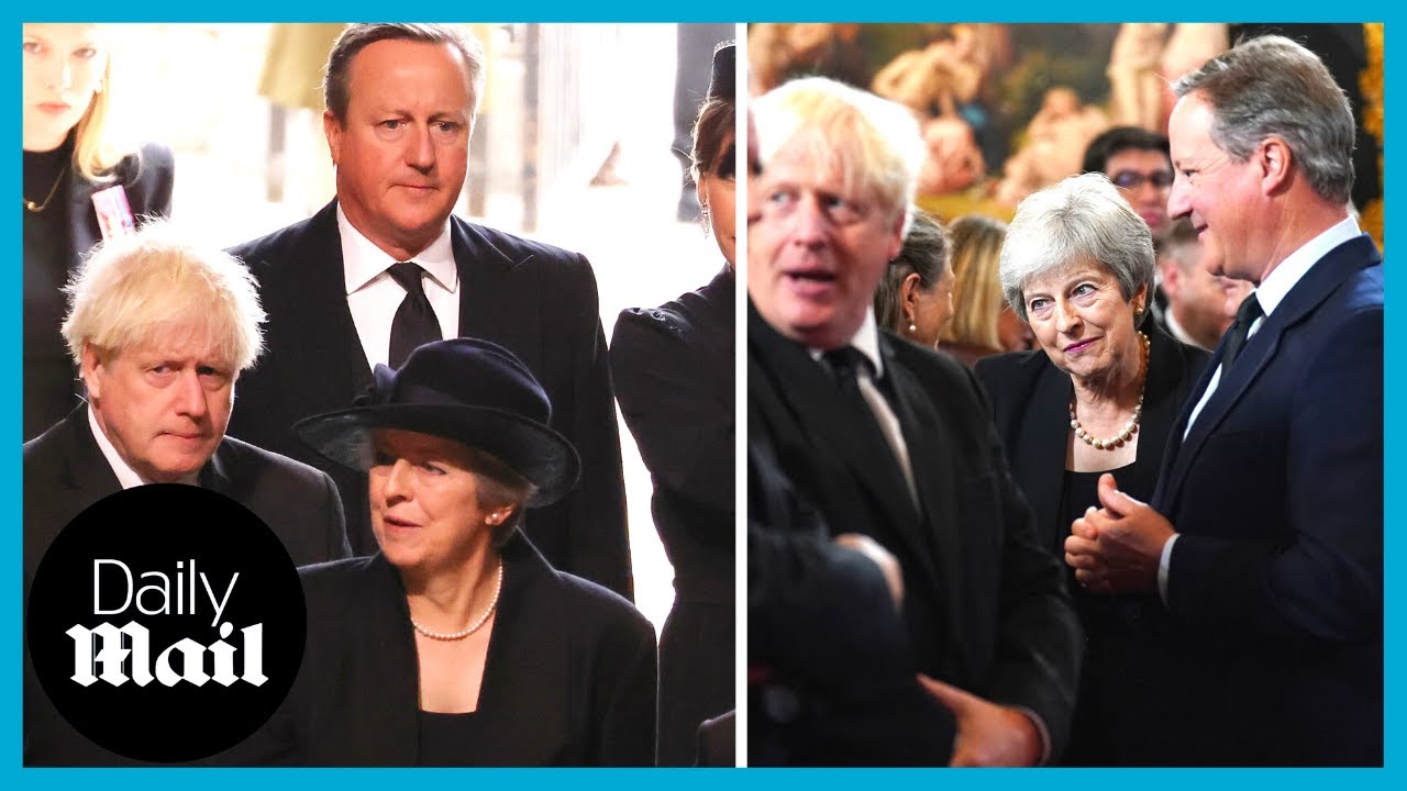 Awkward reunion Boris Johnson, Theresa May and David Cameron meet at Queen Elizabeth II’s funeral