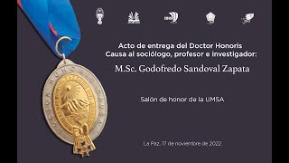 Acto de entrega del Doctor Honoris Causa al sociólogo, M.Sc. Godofredo Sandoval