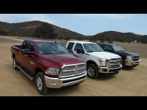 2014 Ram 2500 HD vs Ford F-250 vs Chevy Silverado 2500 0-60 MPH Mashup Review - UCO-85LYfB61OP4SRAgpfncw