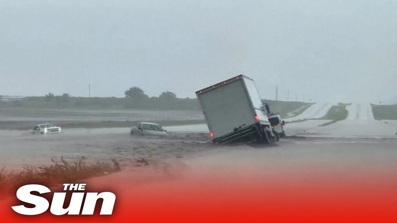 Flash floods completely submerge Texas highway