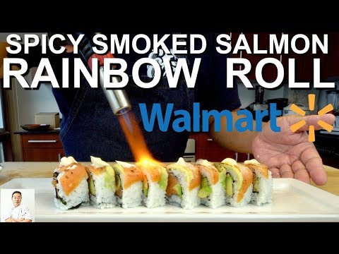 Level 2 Walmart Sushi Challenge | Spicy Smoked Salmon Rainbow Roll - UCbULqc7U1mCHiVSCIkwEpxw