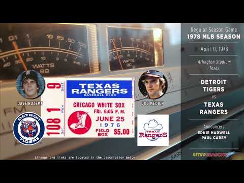 1978 Detroit Tigers vs Texas Rangers - Radio Broadcast video clip