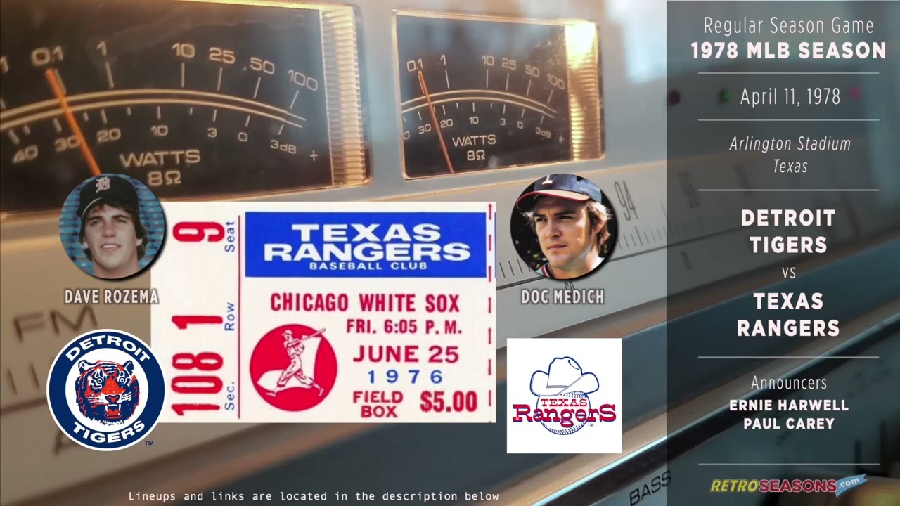 1978 Detroit Tigers vs Texas Rangers - Radio Broadcast video clip