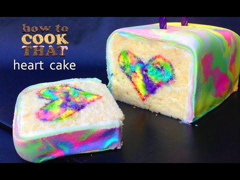 Rainbow Tie Dye Surprise Cake Heart HOW TO COOK THAT Ann Reardon - UCsP7Bpw36J666Fct5M8u-ZA