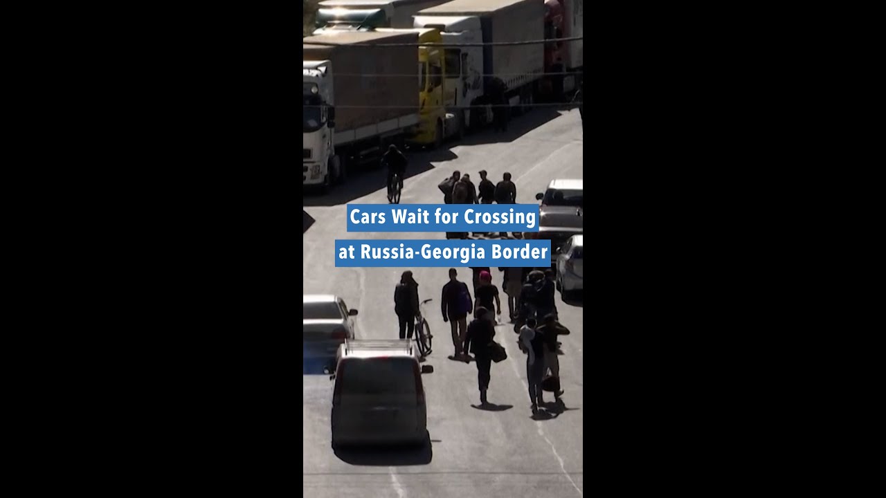 Cars Wait for Crossing at Russia-Georgia Border #shorts