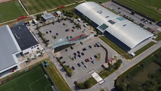 Carrington - AON training centre - Manchester United training facility complex - drone overview