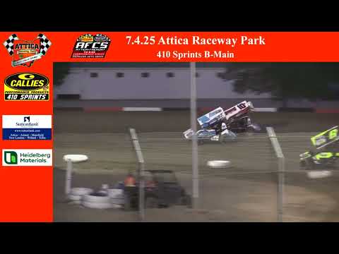 July 4th 2025 | Attica Raceway Park | 410 Sprints B-Main - dirt track racing video image