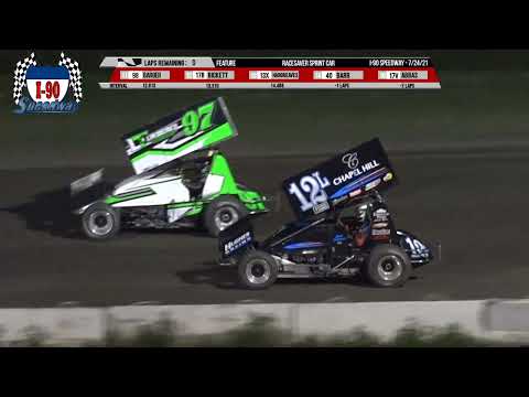 RaceSaver Sprint &amp; Tri-State Late Model Features | I-90 Speedway | 7-24-2021 - dirt track racing video image