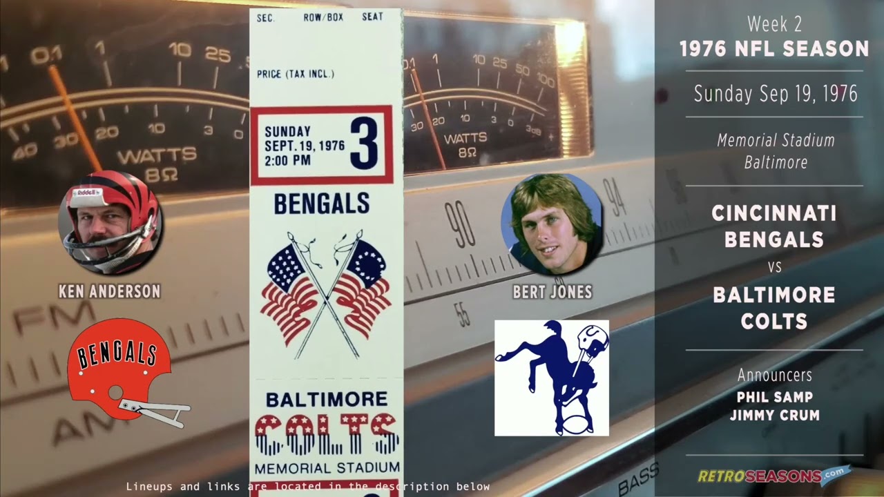 Cincinnati Bengals at Baltimore Colts - 1976 Radio Broadcast video clip