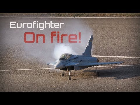 R/C Eurofighter, Li-Po catches fire in mid-flight !! - HD 50fps - UC5e-RaHpmEaLxJ6FP24ea7Q