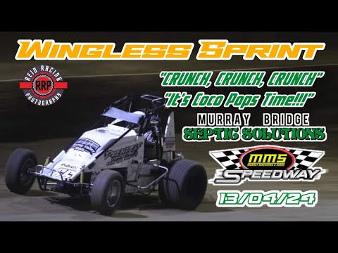 Wingless Sprints Murray Bridge Speedway. Final Round of the Ti Bills Series 13/04/24 - dirt track racing video image