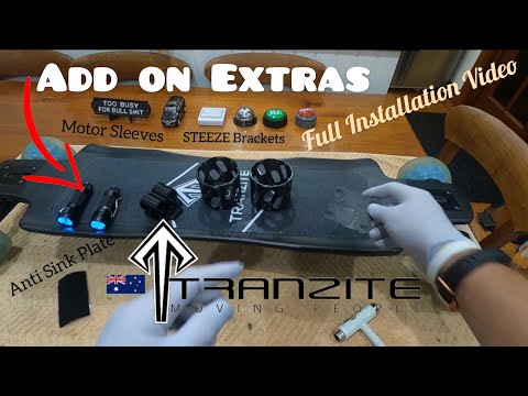 Tranzite Boards Add On Extras - Anti Sink Plate/Motor Sleeve Protectors /Steeze Bracket -Vlog No.210