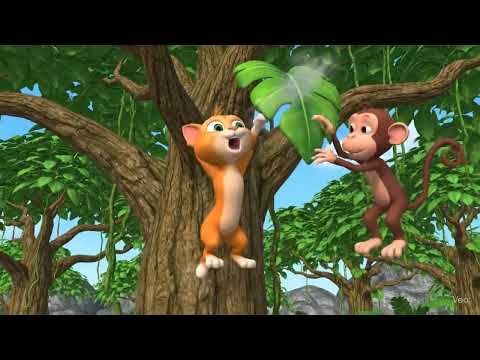 কিউট বিড়াল ও বনের পশু পাখির মজার খেলাধুলা।