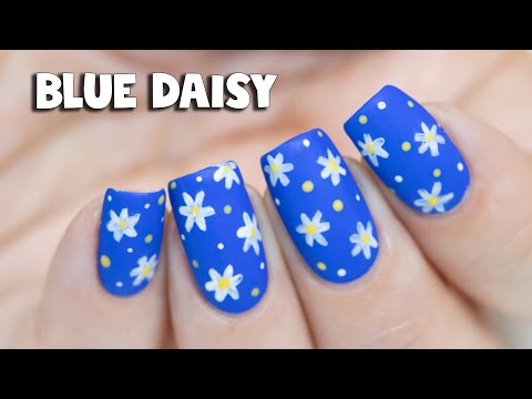 SIMPLE BLUE DAISY NAIL ART | Indigo Nails