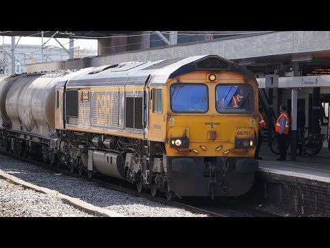 A GBRf Class 66 departs Wolverhampton station (04/06/21)