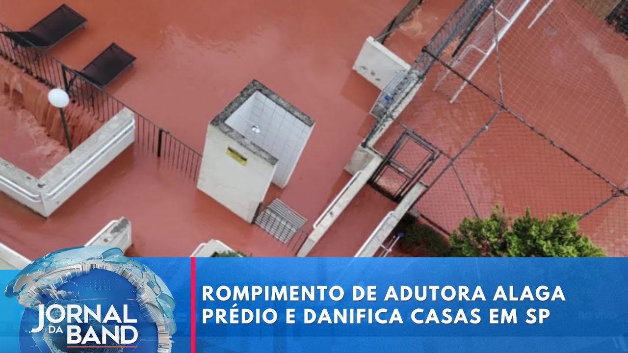 Rompimento de adutora alaga prédio e danifica casas em São Paulo | Jornal da Band
