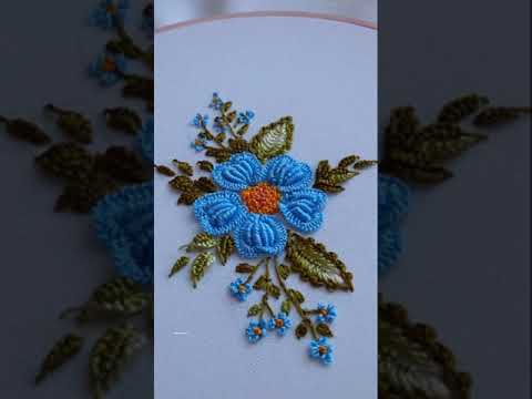 Blue Flower Petals Heart tutorial embroidery #shorts #malina_gm