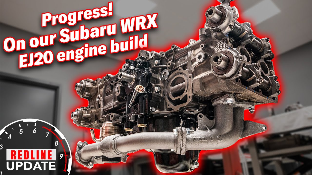 Heads, oil pump and exhaust manifold make their way onto our Subaru WRX EJ20 engine rebuild