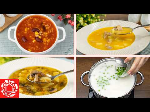 4 Безумно ВКУСНЫХ Рецепта Супов на Каждый день! Один Вкуснее Другого!