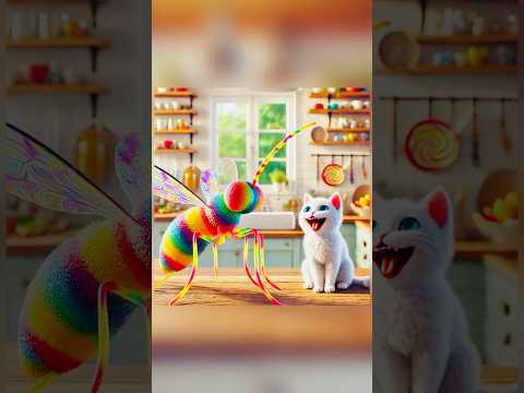 Cute ☺️ Cat's Candy Paradise When the Frog 🐸 Eats the Rainbow 🌈 Candy 🍭 #funny #viral #animals