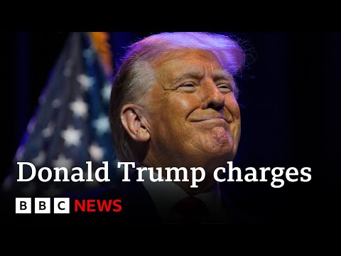 Donald Trump calls criminal charges 'ridiculous' at campaign rally - BBC News