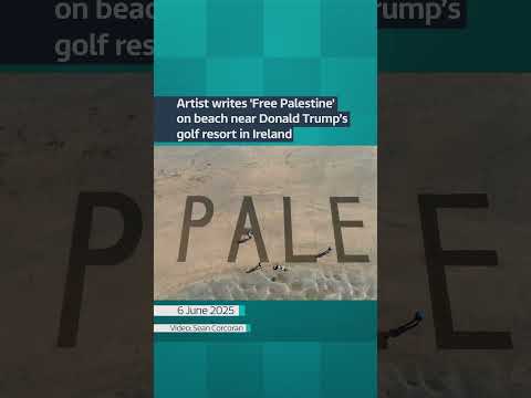 Artist writes ‘Free Palestine’ on beach near Donald Trump’s golf resort in Ireland #itvnews